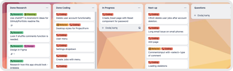 trello board with commenteer app tasks