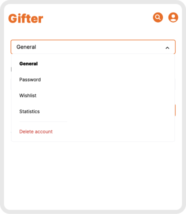 gifter app dashboard general mobile screen